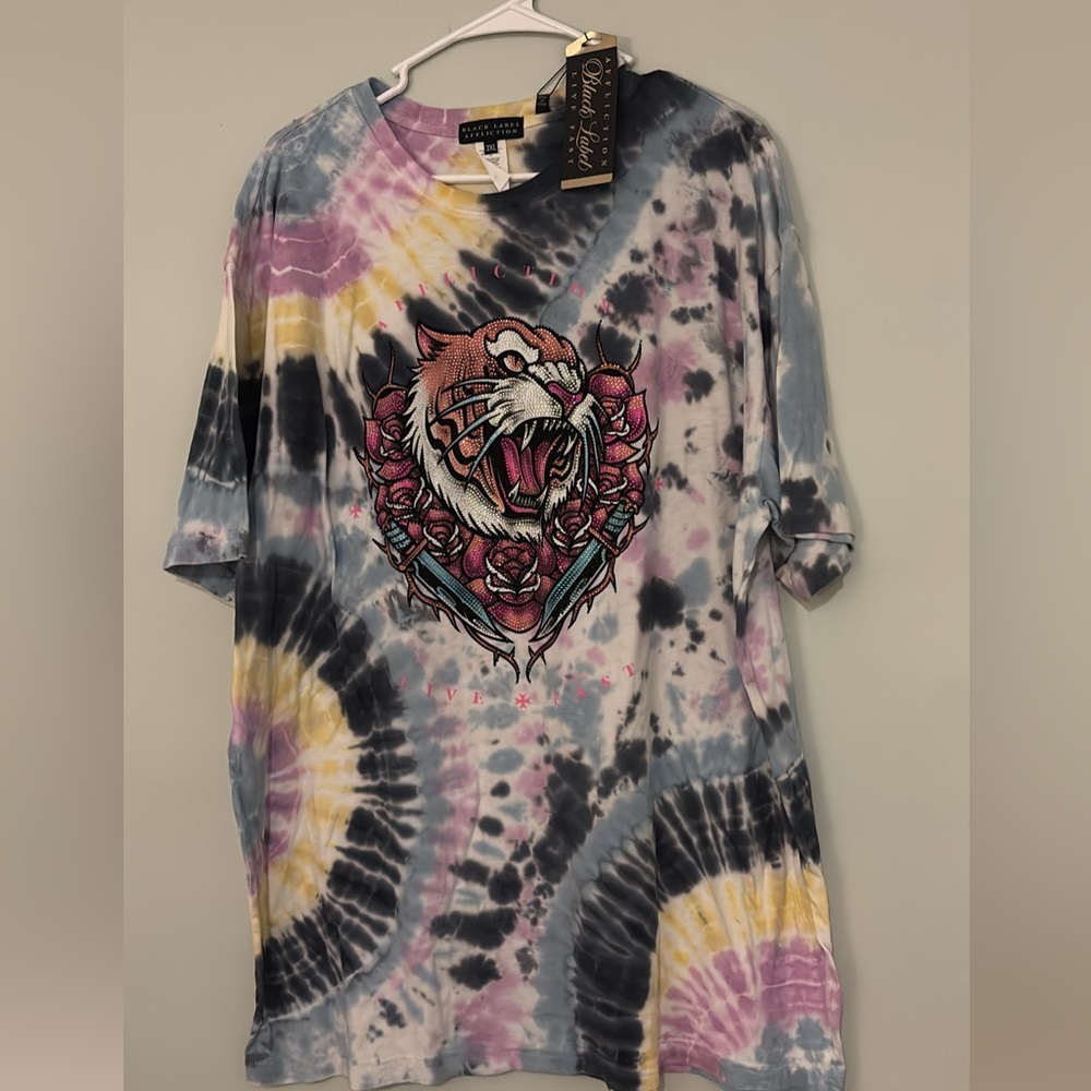 Affliction Multicolor Tie-Dye Tiger Graphic Tee
